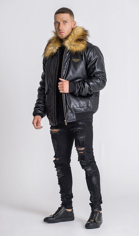 BLACK AVIATOR JACKET - Drakkar shop