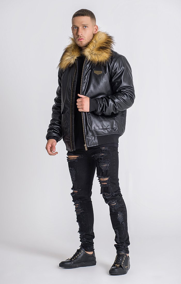 BLACK AVIATOR JACKET - Drakkar shop