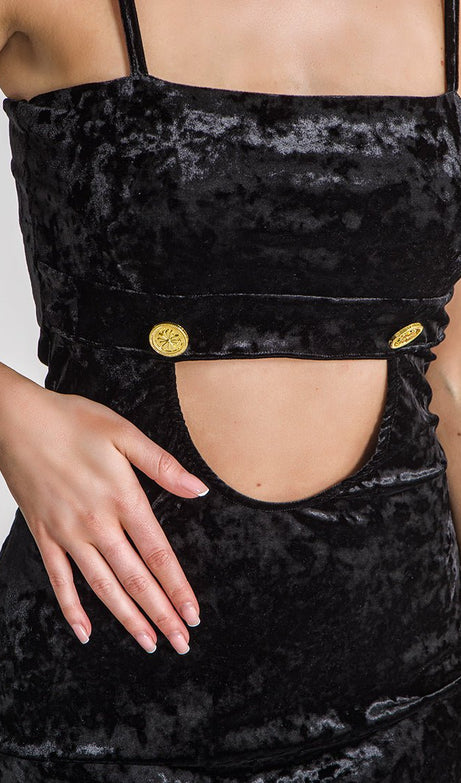 BLACK BRIVIDI CUT-OUT DRESS - Drakkar shop