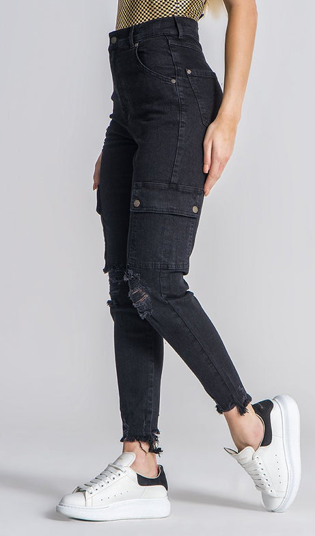 BLACK CORE CARGO JEANS - Drakkar shop