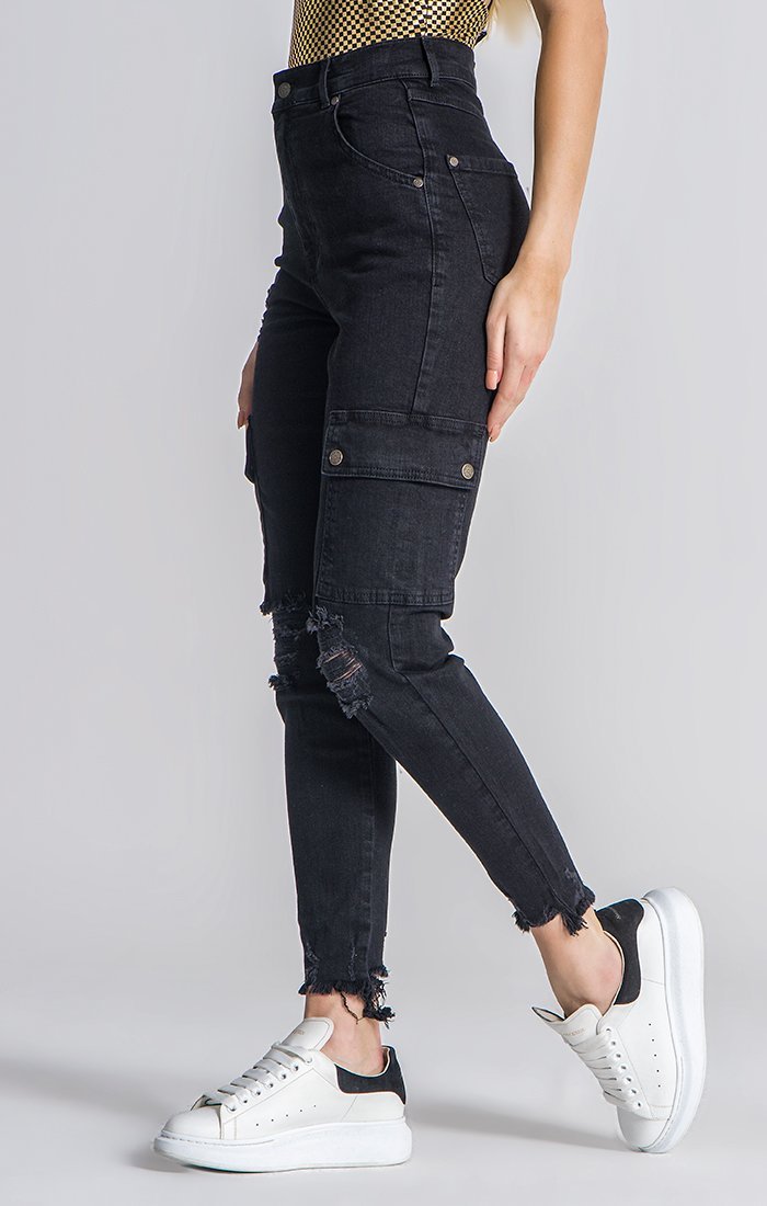 BLACK CORE CARGO JEANS - Drakkar shop
