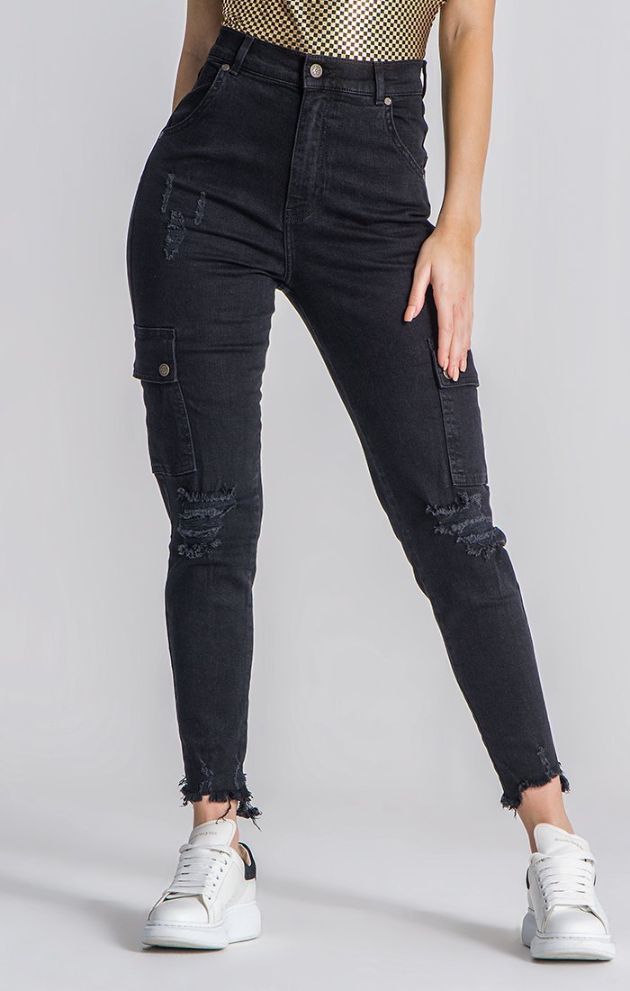 BLACK CORE CARGO JEANS - Drakkar shop