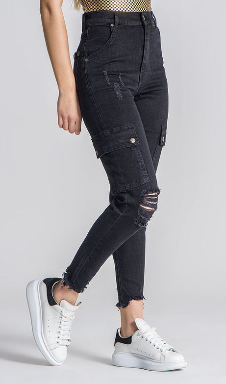 BLACK CORE CARGO JEANS - Drakkar shop