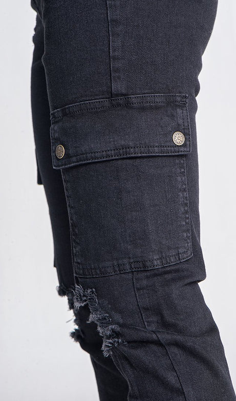 BLACK CORE CARGO JEANS - Drakkar shop