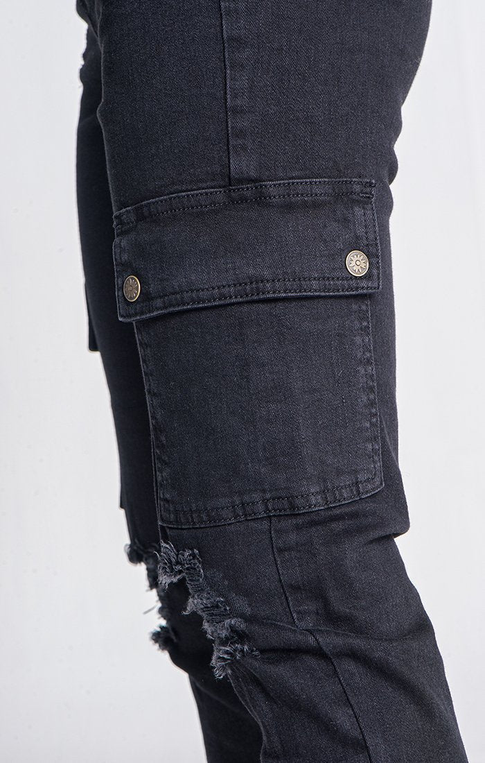 BLACK CORE CARGO JEANS - Drakkar shop