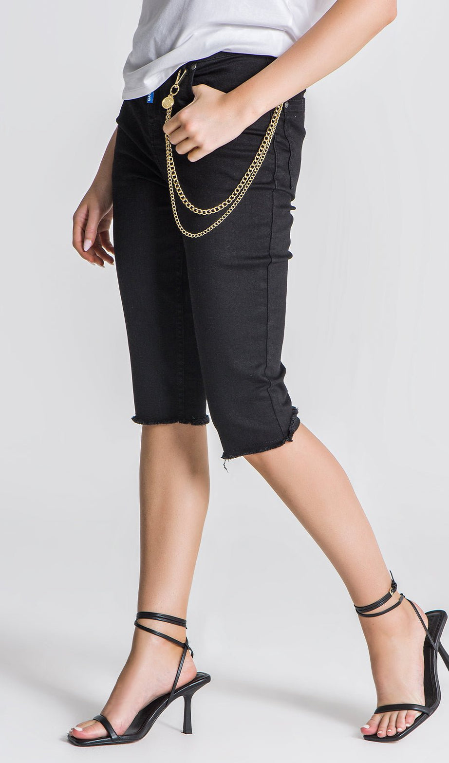 BLACK GIANNI DENIM SHORTS - Drakkar shop