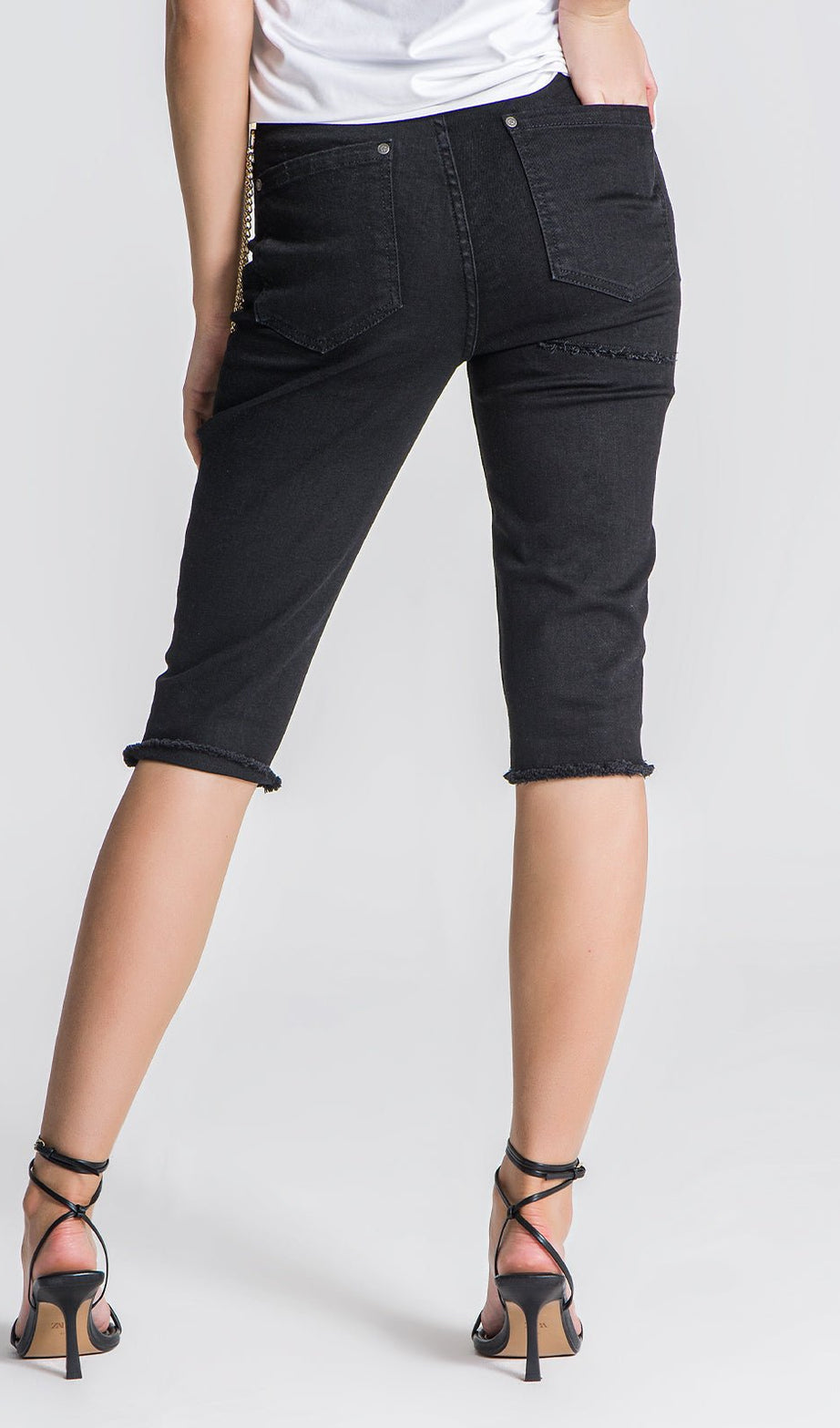 BLACK GIANNI DENIM SHORTS - Drakkar shop