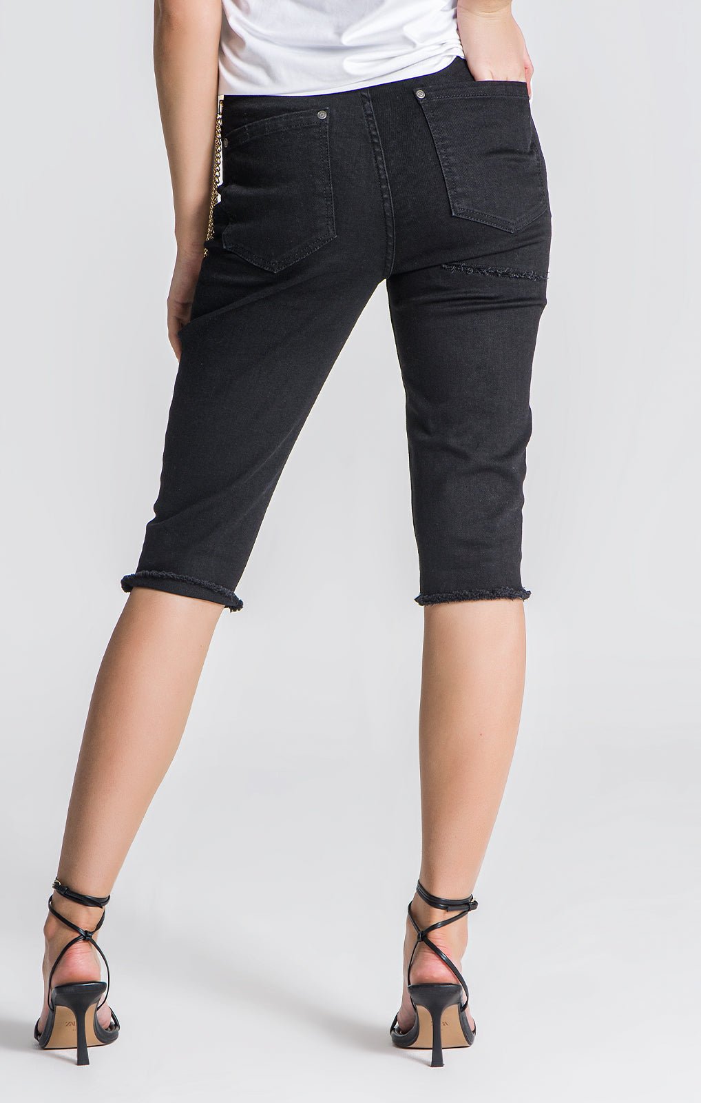 BLACK GIANNI DENIM SHORTS - Drakkar shop