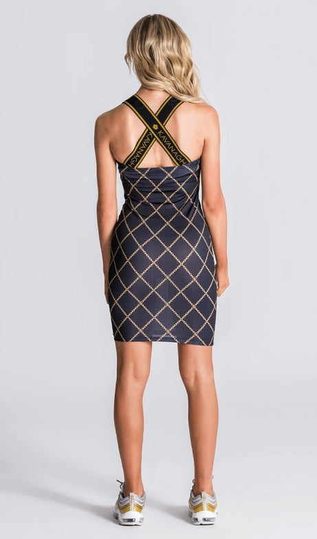 Black Gold Chain Dress With Wide Elastic Straps - Drakkar shop
