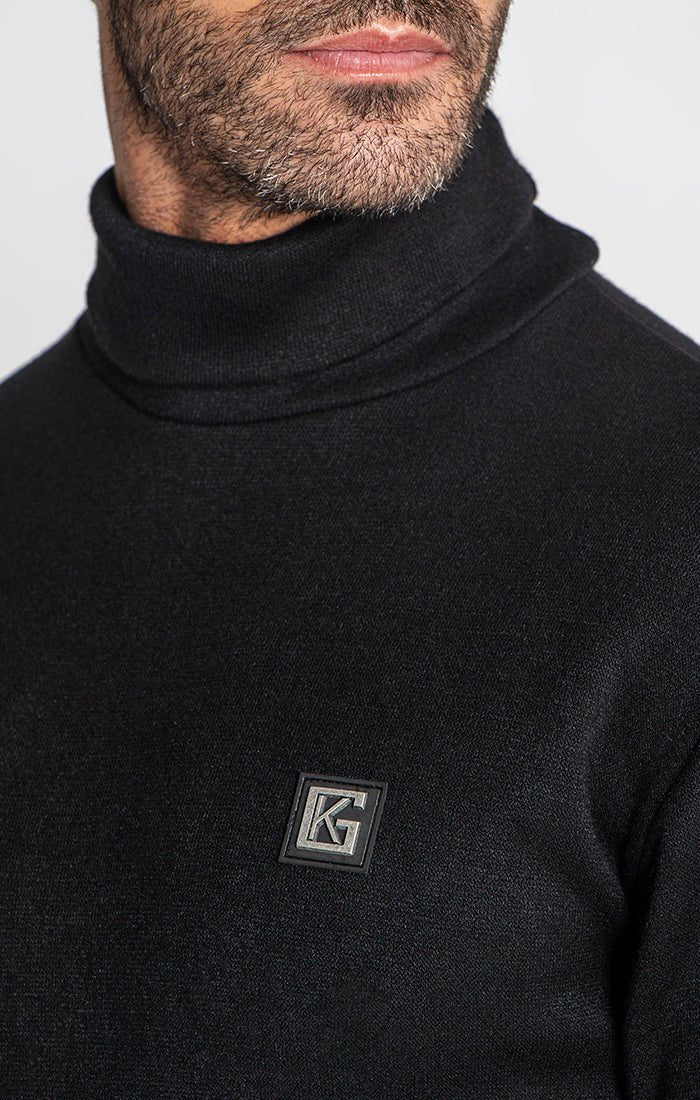 BLACK SMOOTH TURTLENECK - Drakkar shop