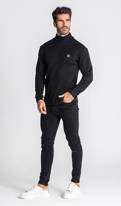 BLACK SMOOTH TURTLENECK - Drakkar shop