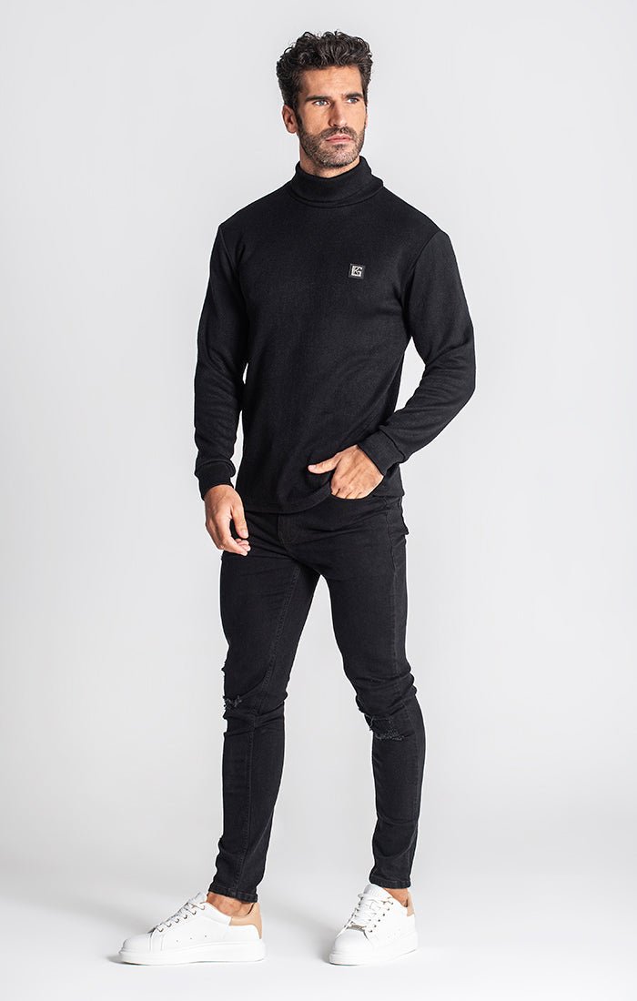 BLACK SMOOTH TURTLENECK - Drakkar shop
