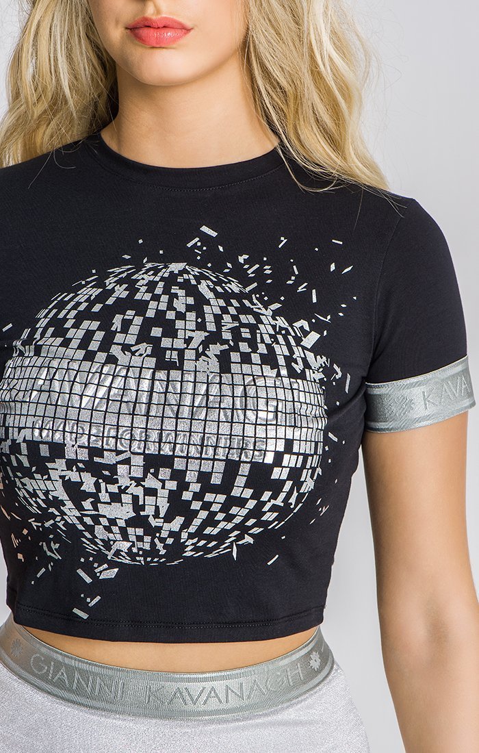 BLACK STUDIO 54 CROPPED TEE WITH GK ELASTIC - Drakkar shop