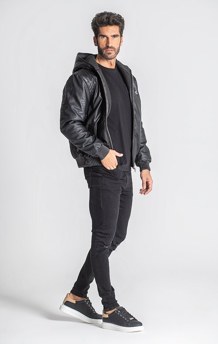 BLACK TEXAS HOODIE BOMBER - Drakkar shop