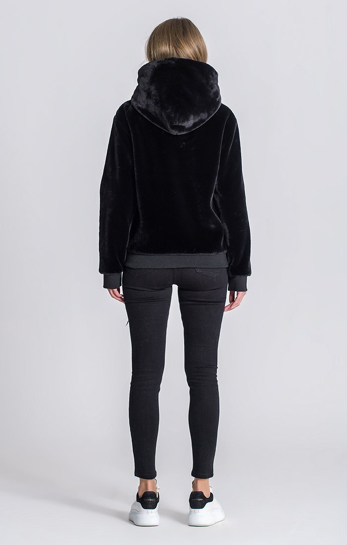 BLACK VELVET SHERPA HOODIE - Drakkar shop