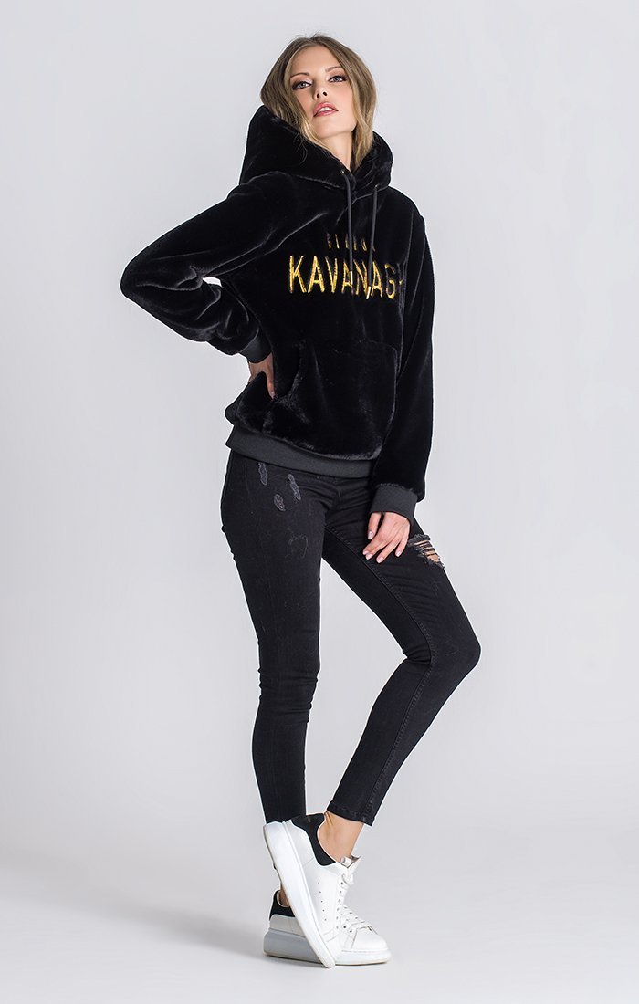 BLACK VELVET SHERPA HOODIE - Drakkar shop