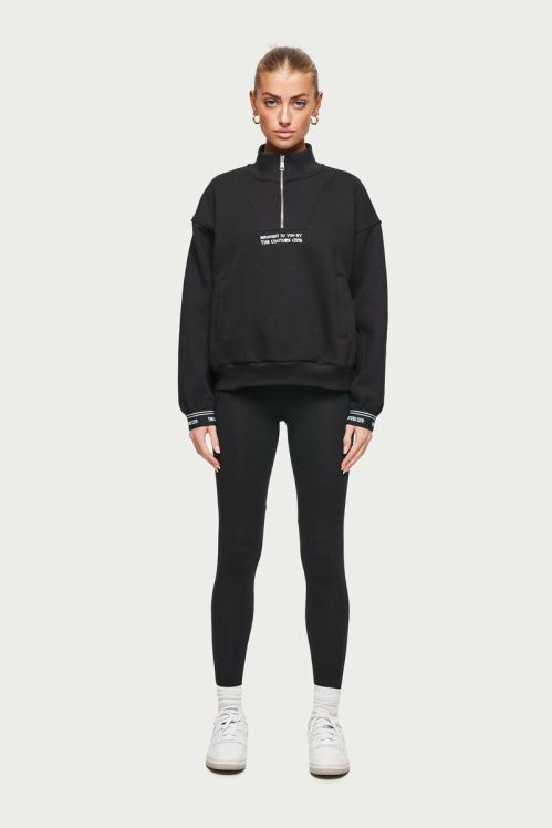 Branded Elastic Quarter Zip – Black - Drakkar shop