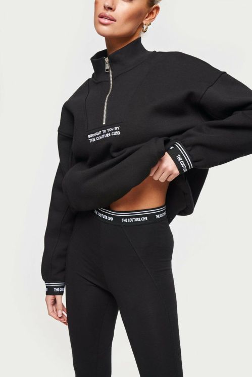 Branded Elastic Quarter Zip – Black - Drakkar shop