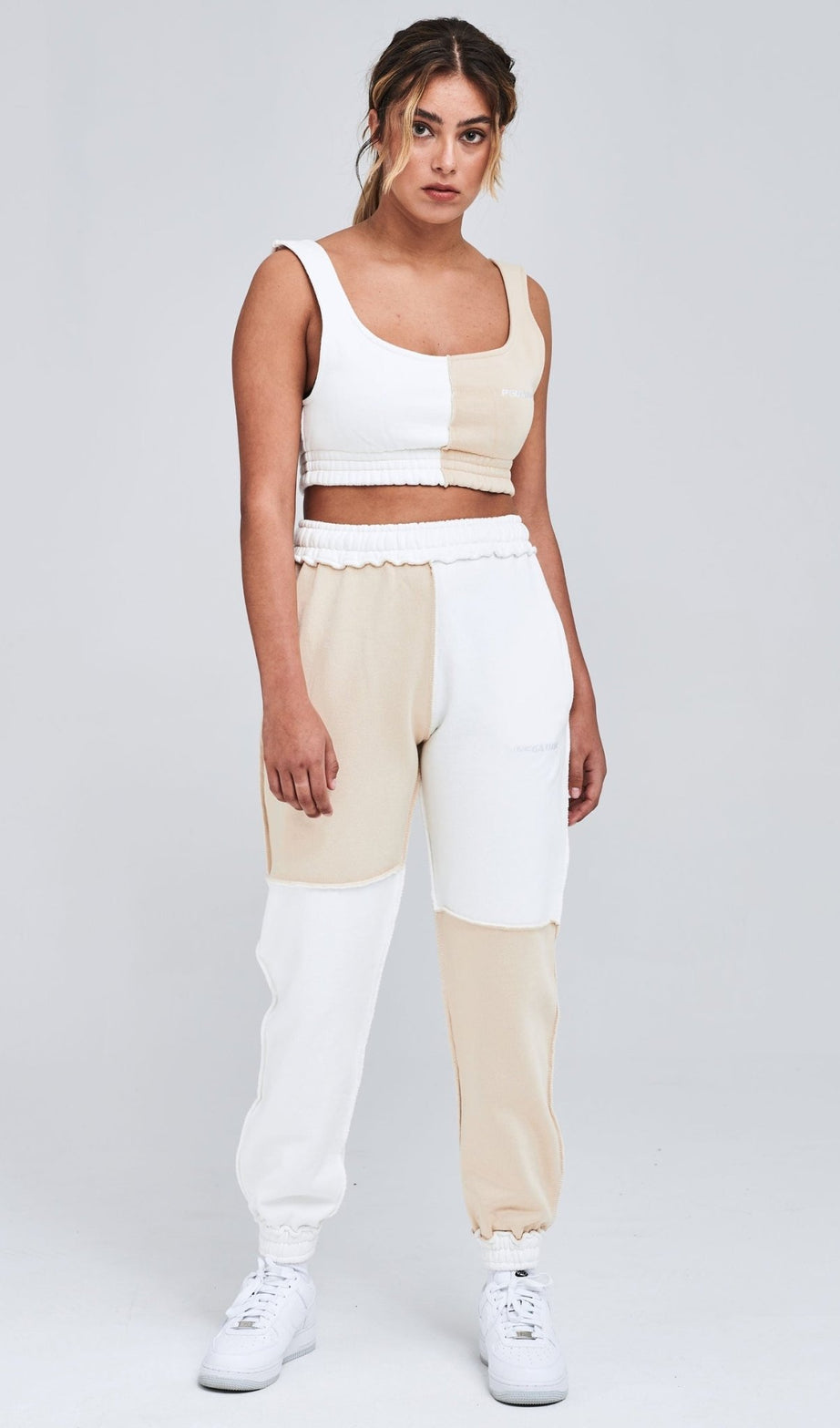 COOPER PATCHWORK CROP TOP WASHED HONEY SAND - Drakkar shop