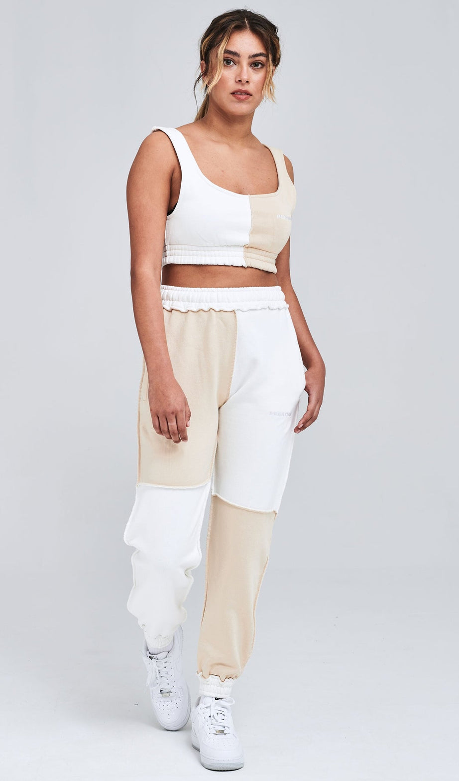 COOPER PATCHWORK CROP TOP WASHED HONEY SAND - Drakkar shop