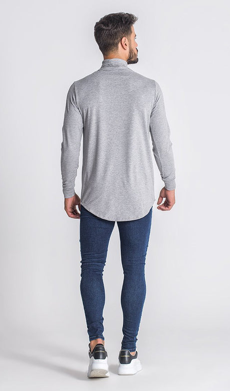 Grey Melange Core Turtleneck Long Sleeve Tee - Drakkar shop