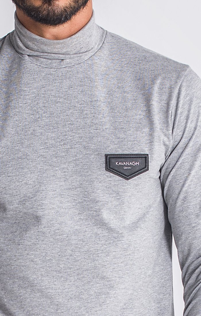 Grey Melange Core Turtleneck Long Sleeve Tee - Drakkar shop