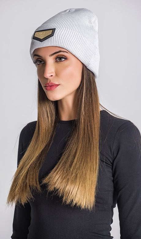 Ice Grey Beanie with Gold GK Plaque/W - Drakkar shop