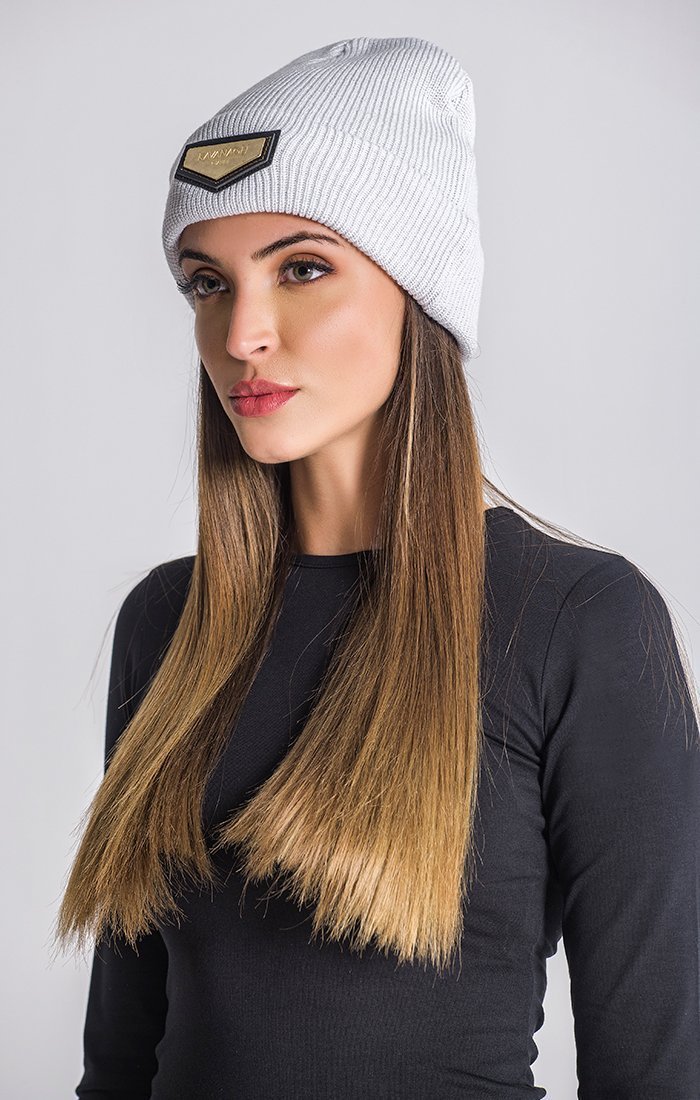 Ice Grey Beanie with Gold GK Plaque/W - Drakkar shop