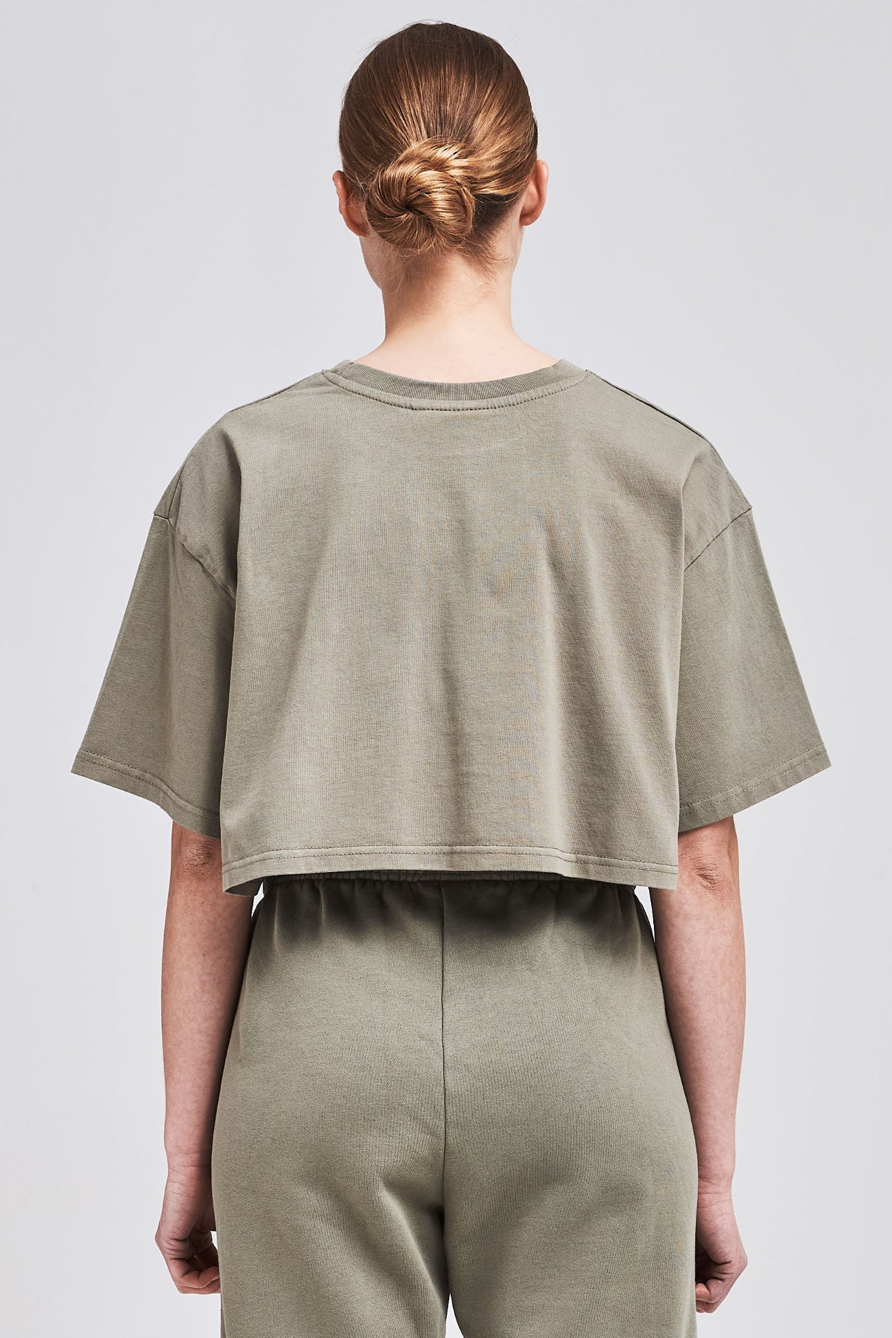 LAYLA OVERSIZED CROPPED TEE WASHED OLIVE - Drakkar shop