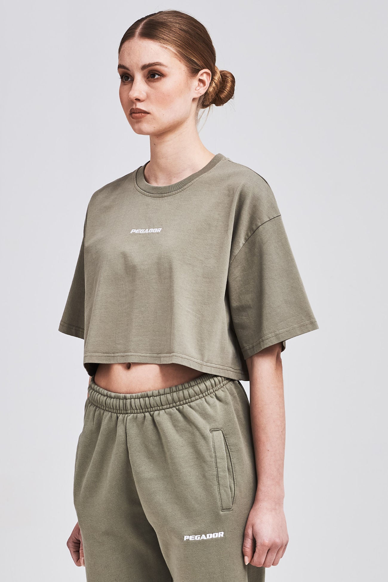 LAYLA OVERSIZED CROPPED TEE WASHED OLIVE - Drakkar shop