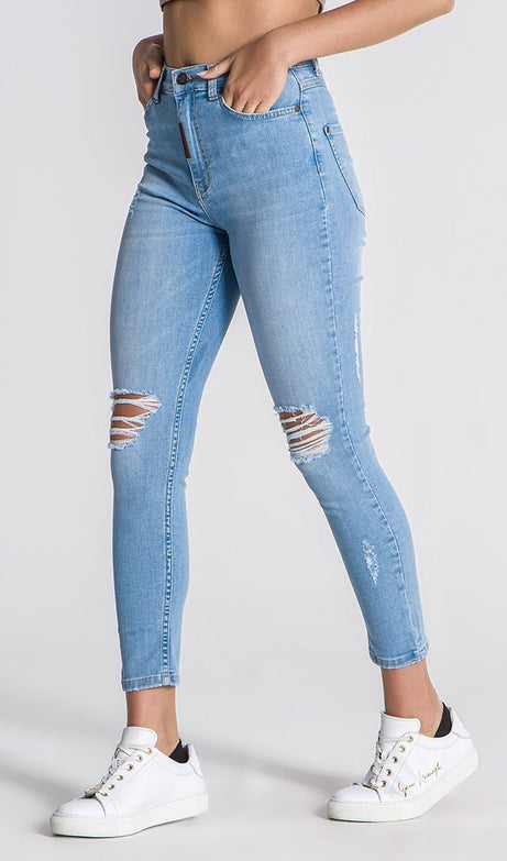 LIGHT BLUE CORE RIPPED JEANS - Drakkar shop