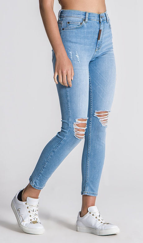 LIGHT BLUE CORE RIPPED JEANS - Drakkar shop