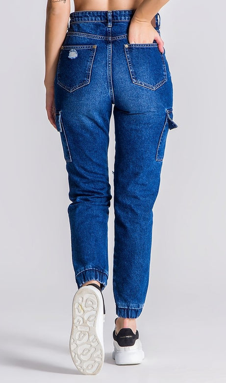Medium Blue Ripped Cargo Jeans - Drakkar shop