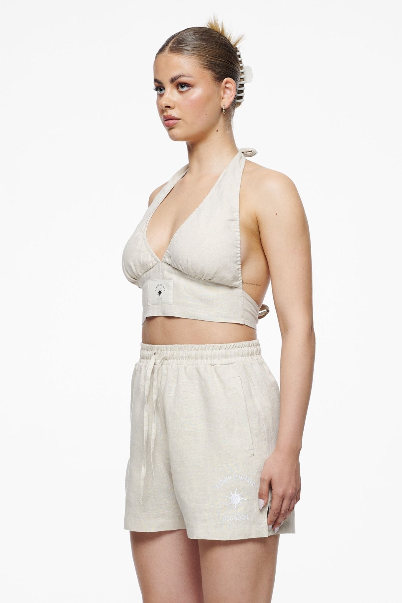 MOLLI CANVAS NECKHOLDER TOP UNBLEACHED - Drakkar shop