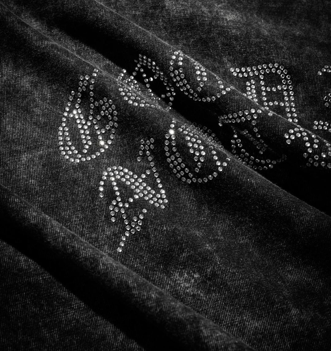 OVERSIZED RHINESTONE ACID WASH T-SHIRT - Drakkar shop