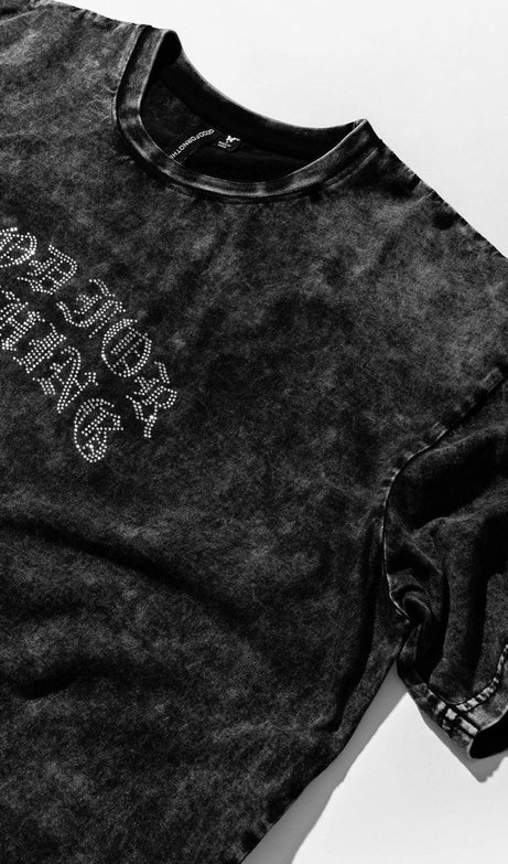 OVERSIZED RHINESTONE ACID WASH T-SHIRT - Drakkar shop