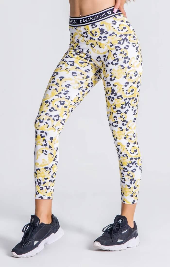 White Baroque Leopard Leggings - Drakkar shop