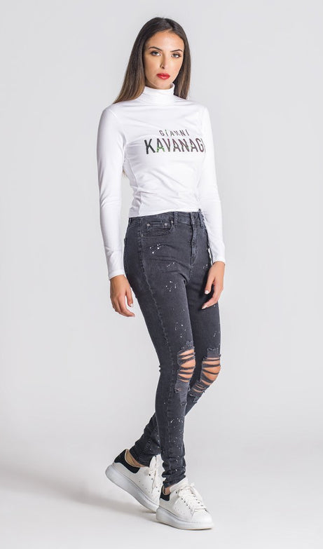 White Mystic Reflection Turtleneck Shirt - Drakkar shop